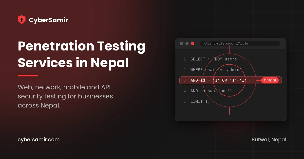 Penetration testing services in Nepal by CyberSamir
