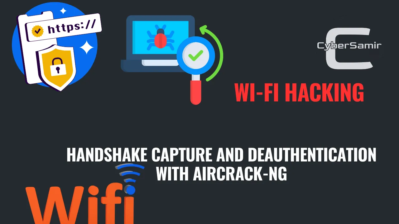 Hacker capturing Wi-Fi handshake using Aircrack-ng on laptop