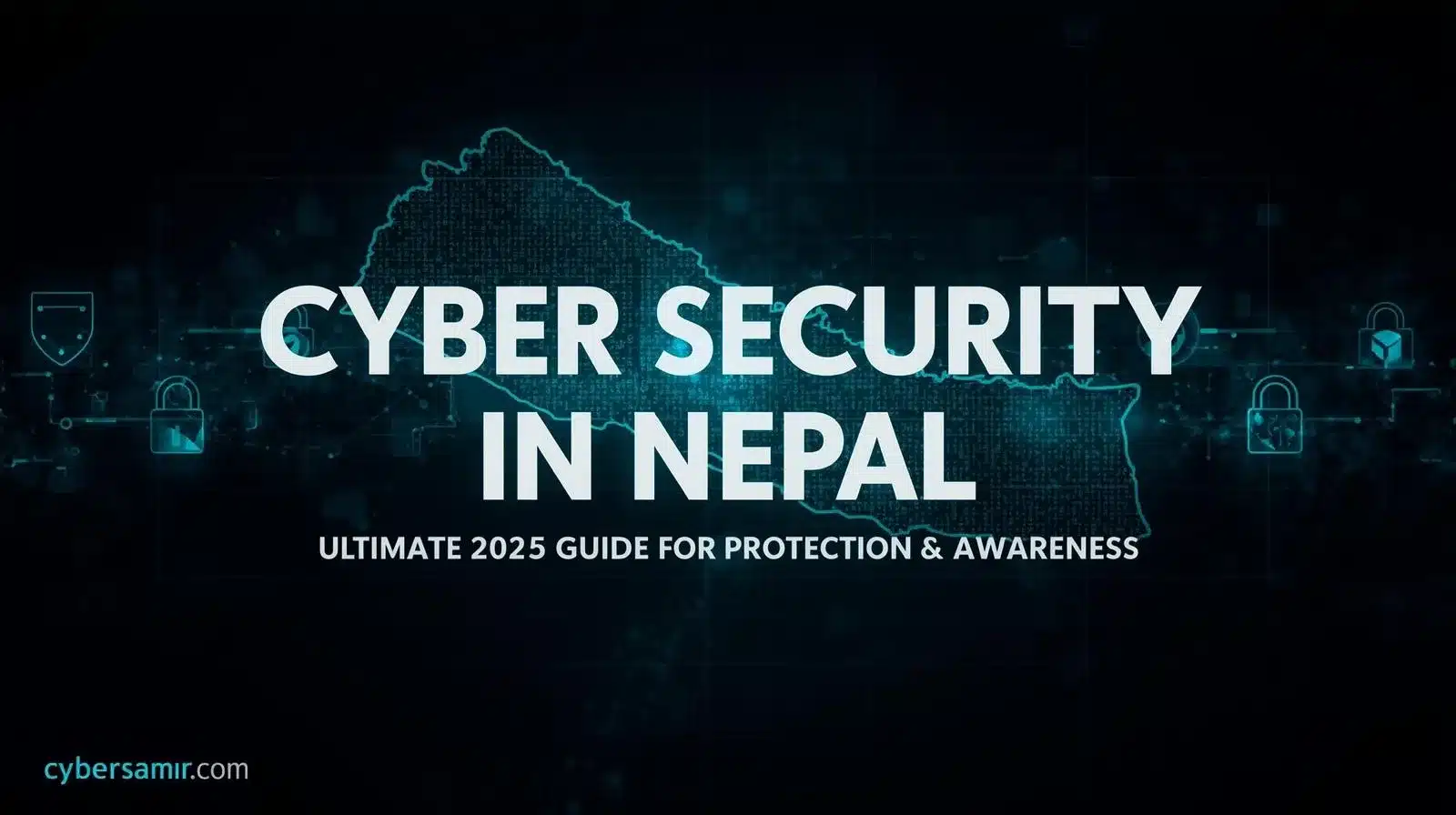 Illustration showing cyber security measures and digital protection in Nepal