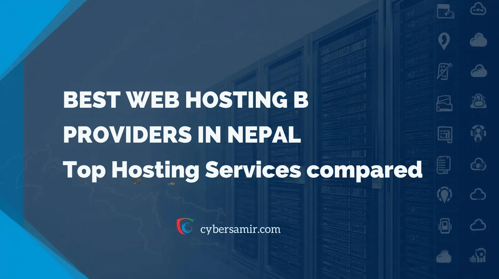 Illustration of top web hosting providers in Nepal with servers and cloud icons