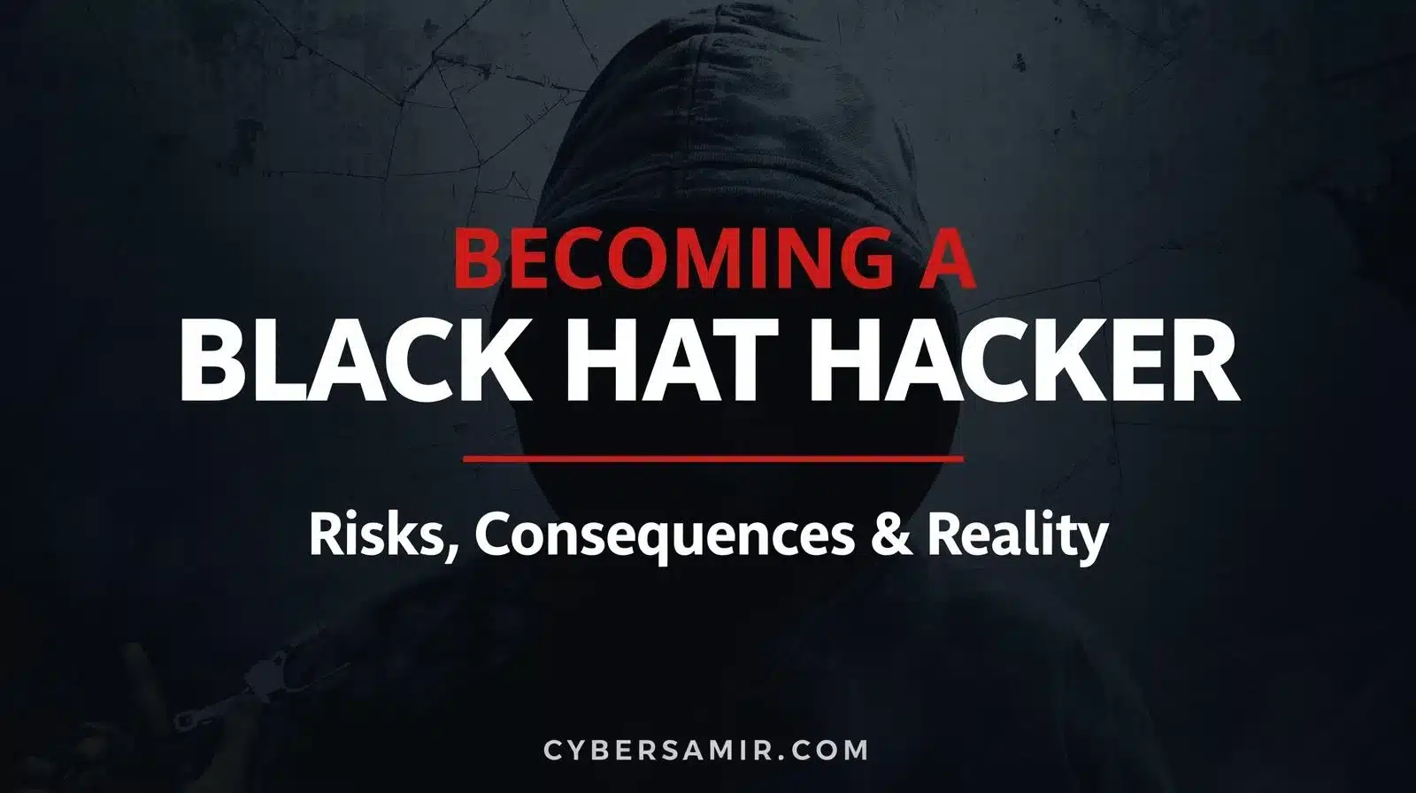 Warning sign over a laptop symbolizing the risks and consequences of becoming a black hat hacker